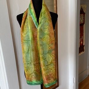 100% Silk Scarf Multicolor Tie-Dye Scarf